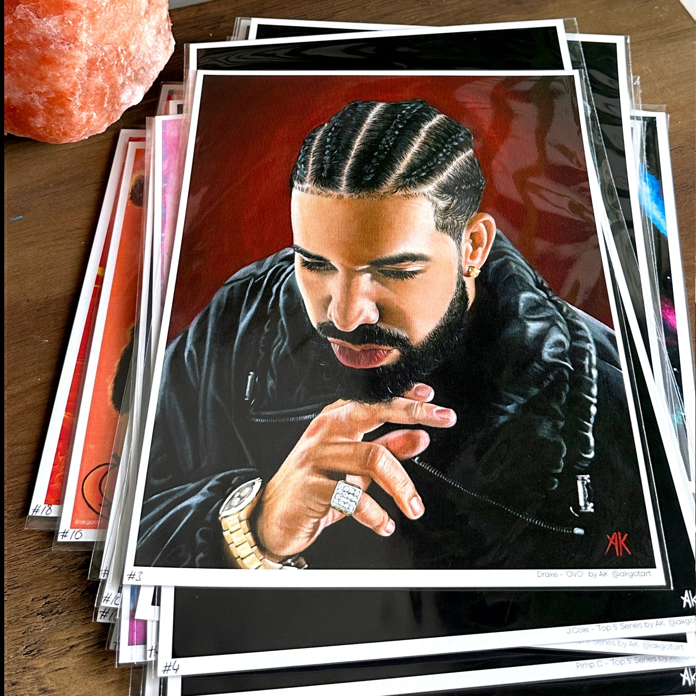 Drake Cardstock Print - Hip Hop and R&B Portraits by AKGOTART