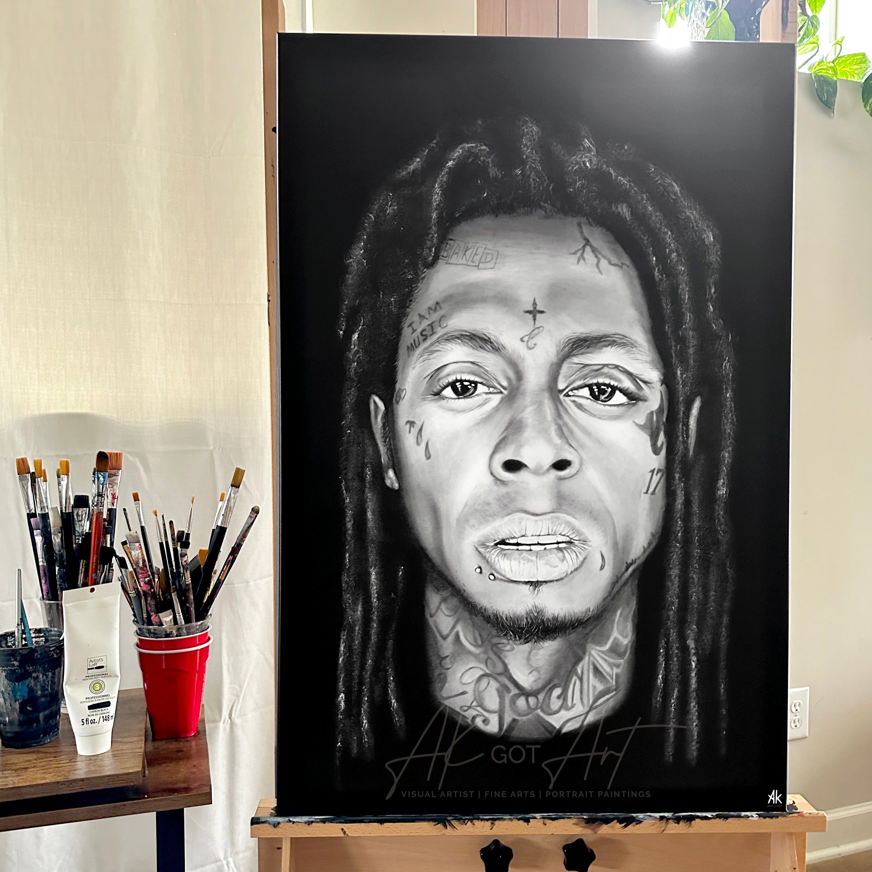 Lil Wayne Canvas Print Hip Hop Portraits by AKGOTART AK GOT ART