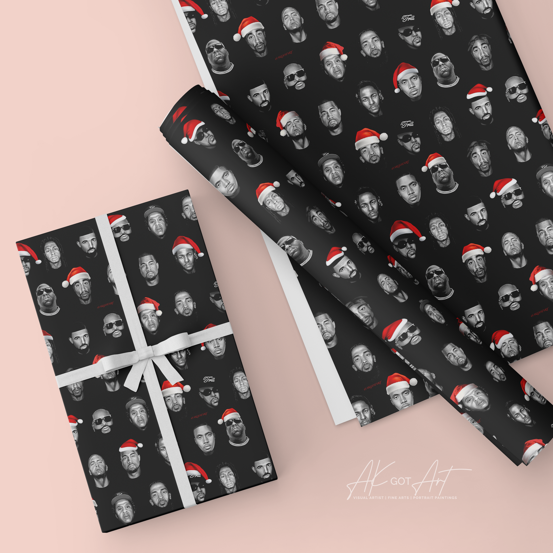 Black and White Christmas Wrapping Paper