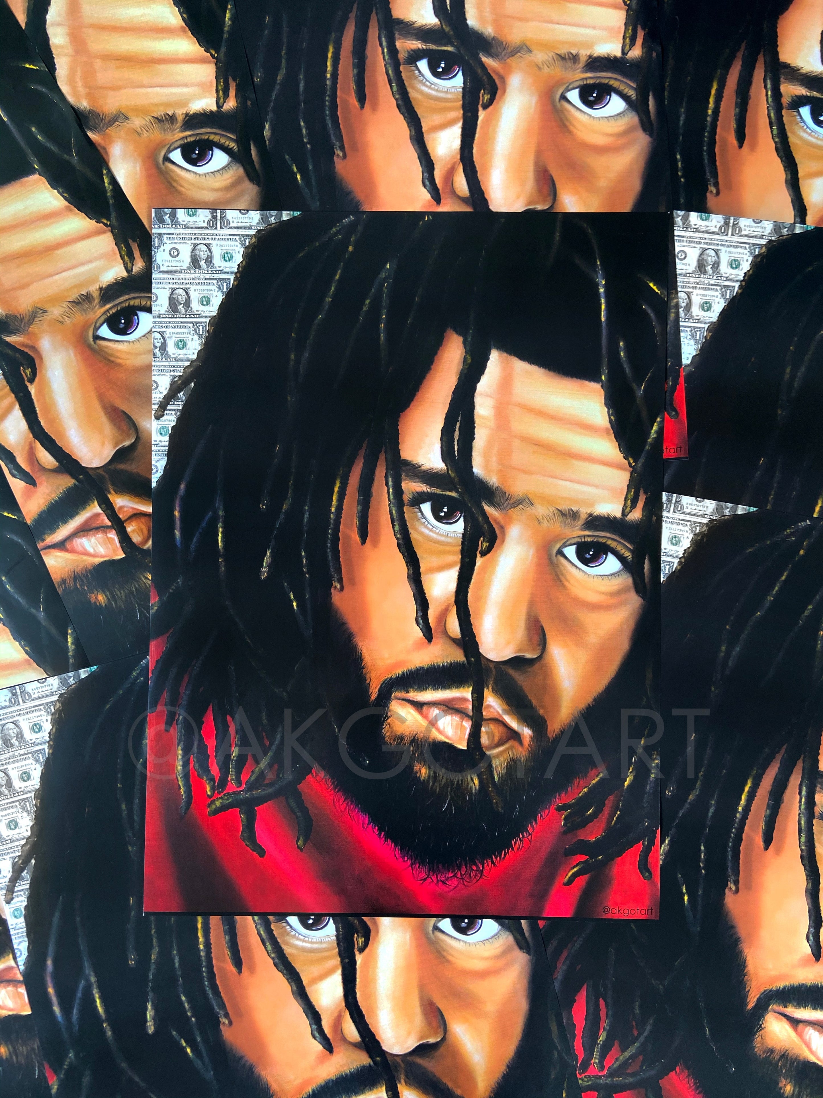 J. Cole Poster Print - Hip Hop Portraits by AKGOTART – AK GOT ART